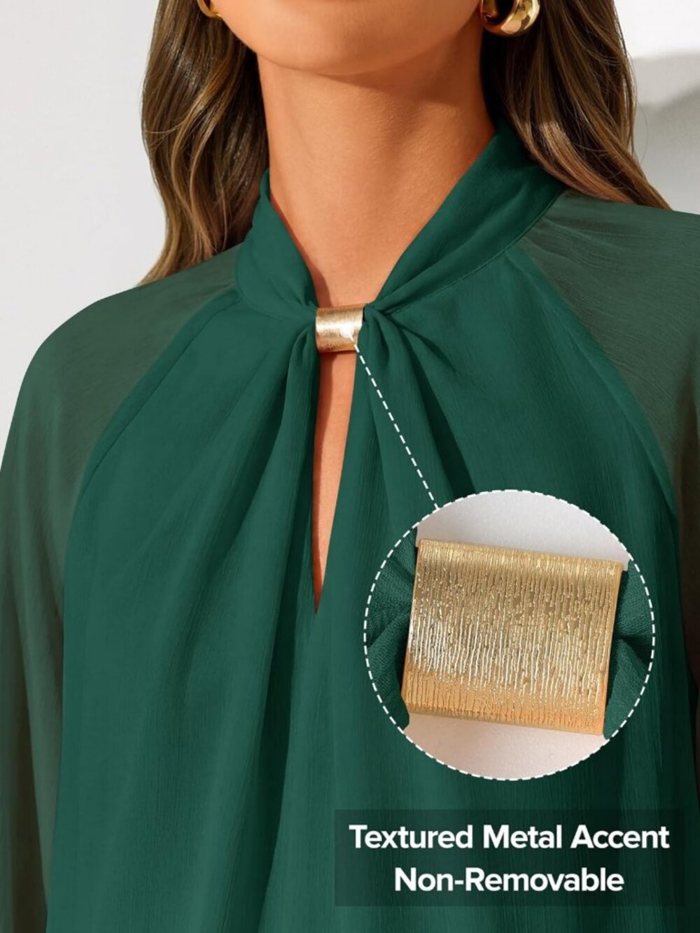 Chic Women's Long Sleeve Chiffon Blouse - Dressy Casual Work Top for Fall - Picture 4 of 6